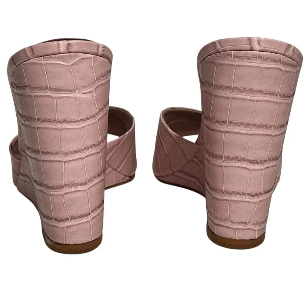 Steve Madden Women’s Size 8.5 M Veles Wedge Sandal Pink Croco - Picture 8 of 12